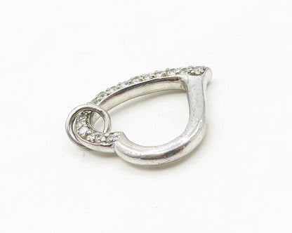 925 Sterling Silver  Vintage White Topaz Open Love Heart Pendant  PT14357