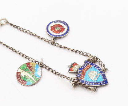 BMCO 925 Sterling Silver  Vintage Bahamas Enameled Tourist Bracelet  BT10094