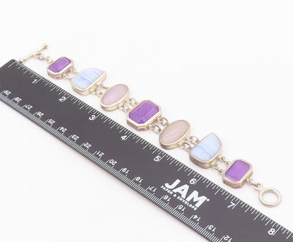 925 Sterling Silver Vintage Bracelet WHITNEY KELLY Multi Gemstone Link  BT12115