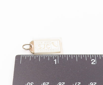 925 Sterling Silver  Shiny San Jose California 2 Tone Dog Tag Pendant  PT19440