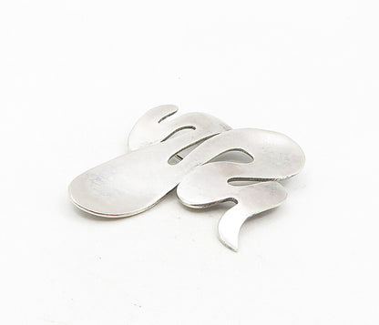 MEXICO 925 Sterling Silver  Vintage Smooth Scribble Swirl Brooch Pin  BP3374