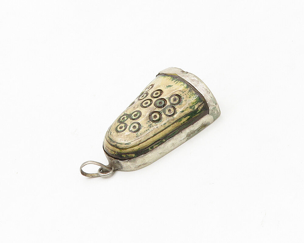 925 Sterling Silver  Vintage Chiseled Detail Bell Shaped Drop Pendant  PT13973