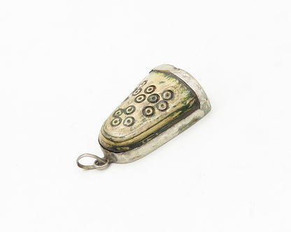 925 Sterling Silver  Vintage Chiseled Detail Bell Shaped Drop Pendant  PT13973
