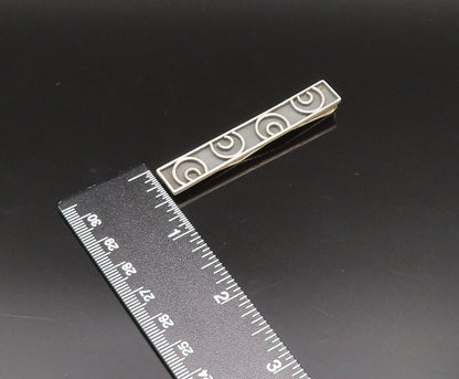 PA MEXICO 925 Sterling Silver Vintage Carved Half Spirals Tie Clip TR3377