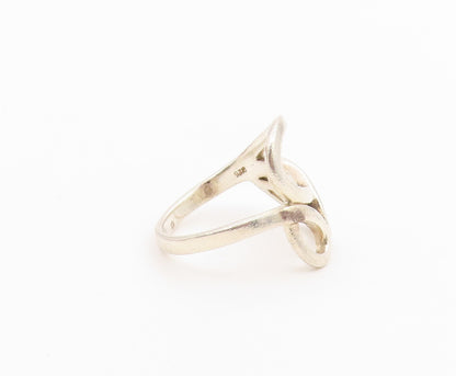 925 Sterling Silver Vintage Ring Interlocking Double Loop Band  Sz 8.5  RG36595