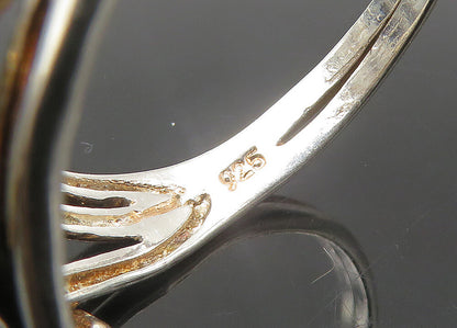 925 Sterling Silver  Vintage Shiny Love Hearts Bypass Ring Sz 8.5  RG22379