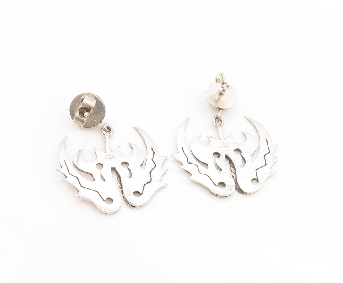 925 Sterling Silver Vintage Earrings Mythical Wings Cut Out Design Studs EG13691