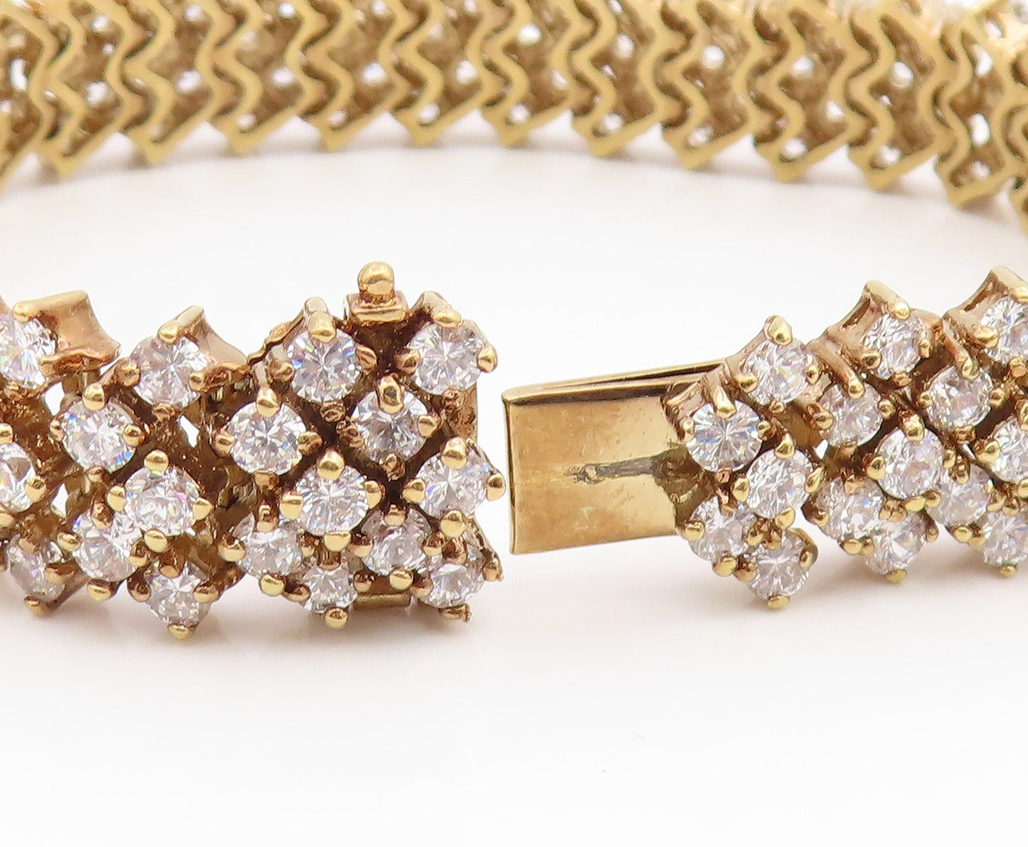 925 Sterling Silver Vintage Bracelet Gold Plated Topaz Multi Row Link  BT11926