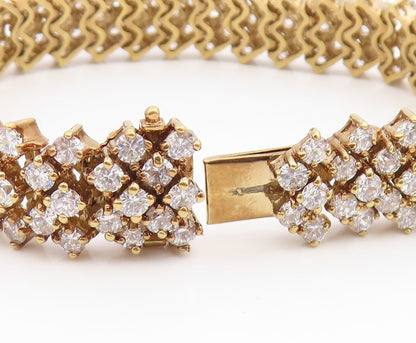 925 Sterling Silver Vintage Bracelet Gold Plated Topaz Multi Row Link  BT11926