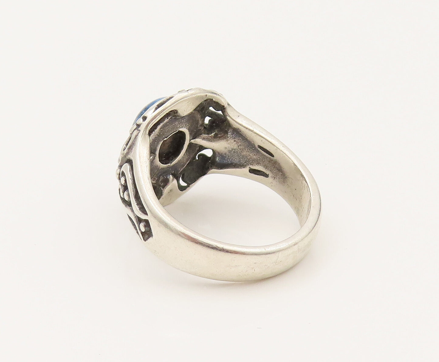 CAROLYN POLLACK 925 Silver  Vintage Floral & Swirl Sodalite Ring Sz 8  RG26402