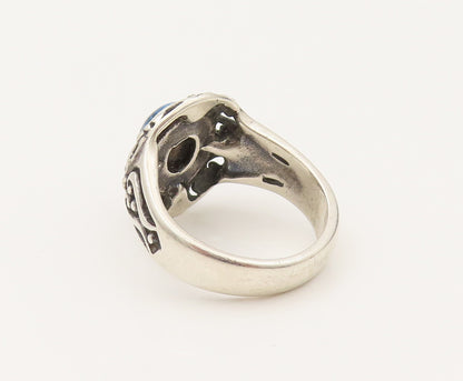 CAROLYN POLLACK 925 Silver  Vintage Floral & Swirl Sodalite Ring Sz 8  RG26402