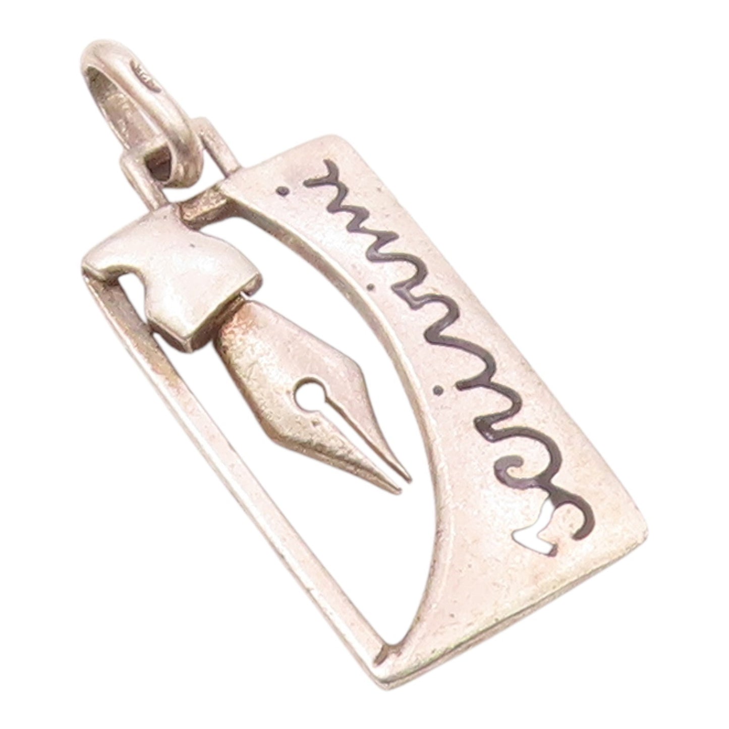 925 Sterling Silver  Vintage Claw Hand Enamel Script Pendant  PT20681