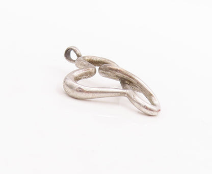 925 Sterling Silver Vintage Pendant Modernist Cutout Swirled Hearts  PT23374