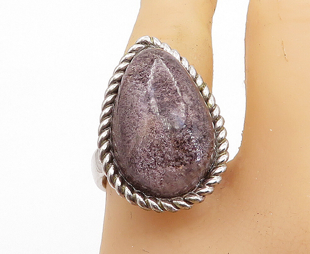 TAHARA 925 Silver  Vintage Glass Art Tear Drop Dome Cocktail Ring Sz 9  RG6658