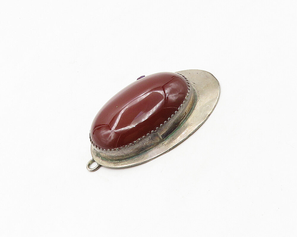 RICK WERITO NAVAJO 925 Silver   Vintage Cabochon Red Jasper Pendant  PT13811