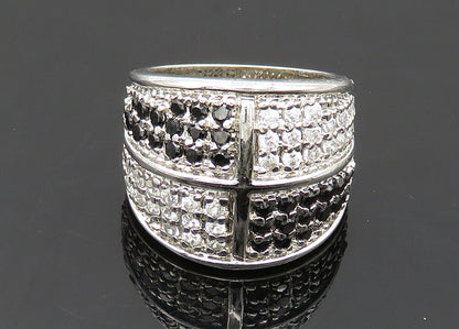 925 Sterling Silver  Vintage Cubic Zirconia & Hematite Band Ring Sz 6  RG20426