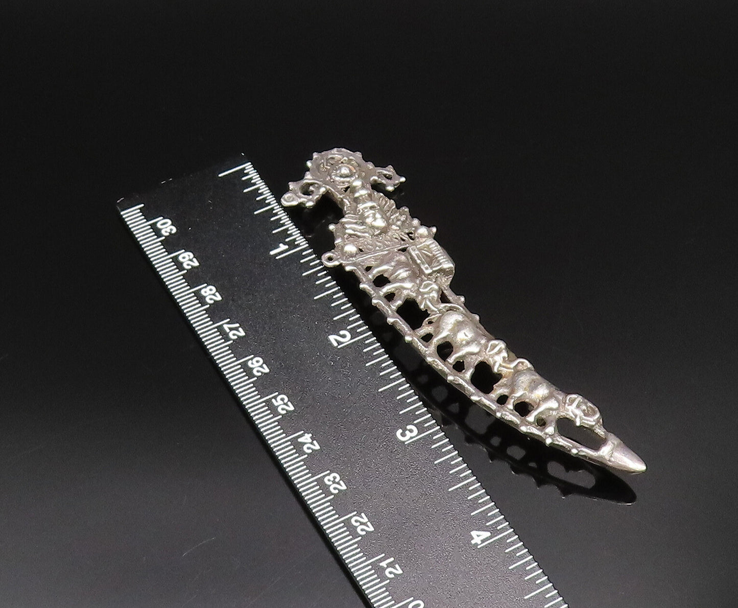 925 Sterling Silver  Vintage Antique Elephant Cutout Sword Brooch Pin  BP9965