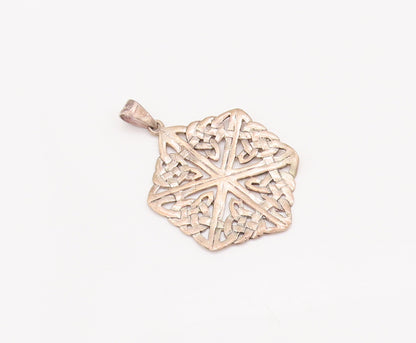 925 Sterling Silver Vintage Pendant Cutout Symmetric Celtic Knot Design  PT23026
