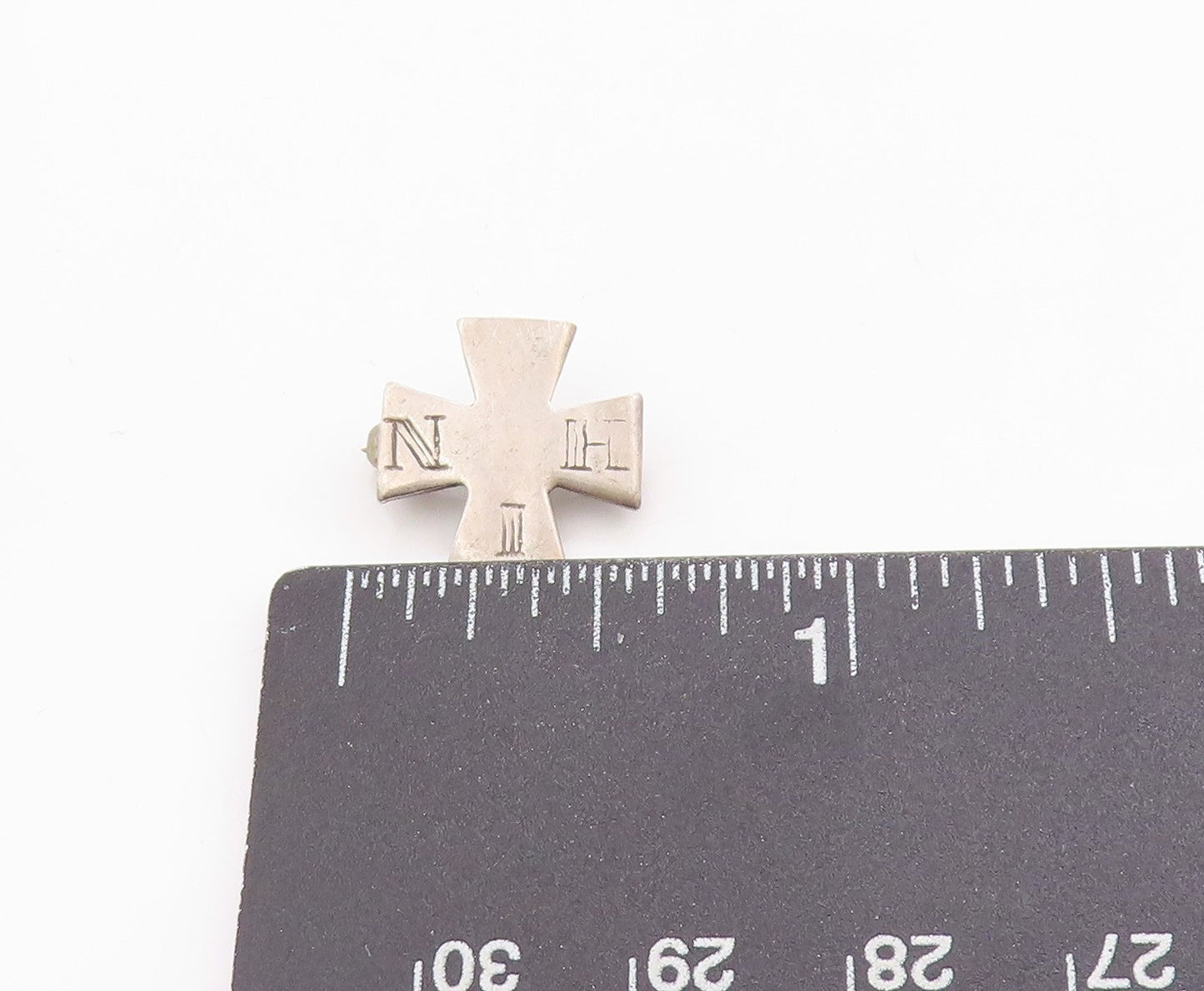 925 Sterling Silver Vintage Brooch 1886 Seal Maltese Cross IHS Charm Pin BP11824