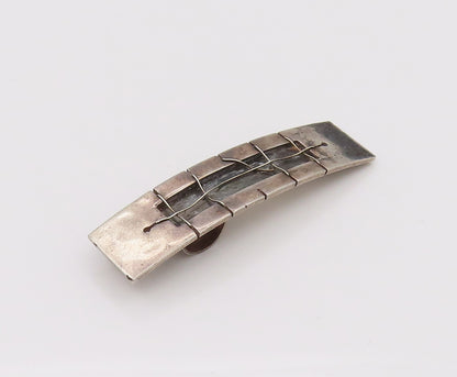 925 Sterling Silver  Vintage Modernist Rectangular Wired Plate Pendant PT22189