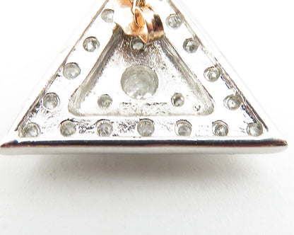 925 Sterling Silver  Sparkling Cubic Zirconia Triangle Drop Earrings  EG5728