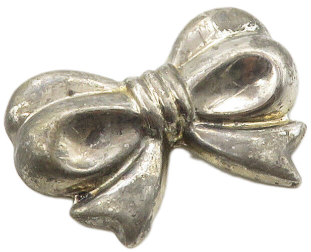 925 Sterling Silver  Vintage Hollow Bow Tied Ribbon Motif Brooch Pin  BP6428