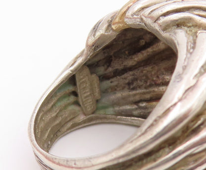 925 Sterling Silver Vintage Ring Modernist Ribbed Dome Band  Sz 6.5  RG34957