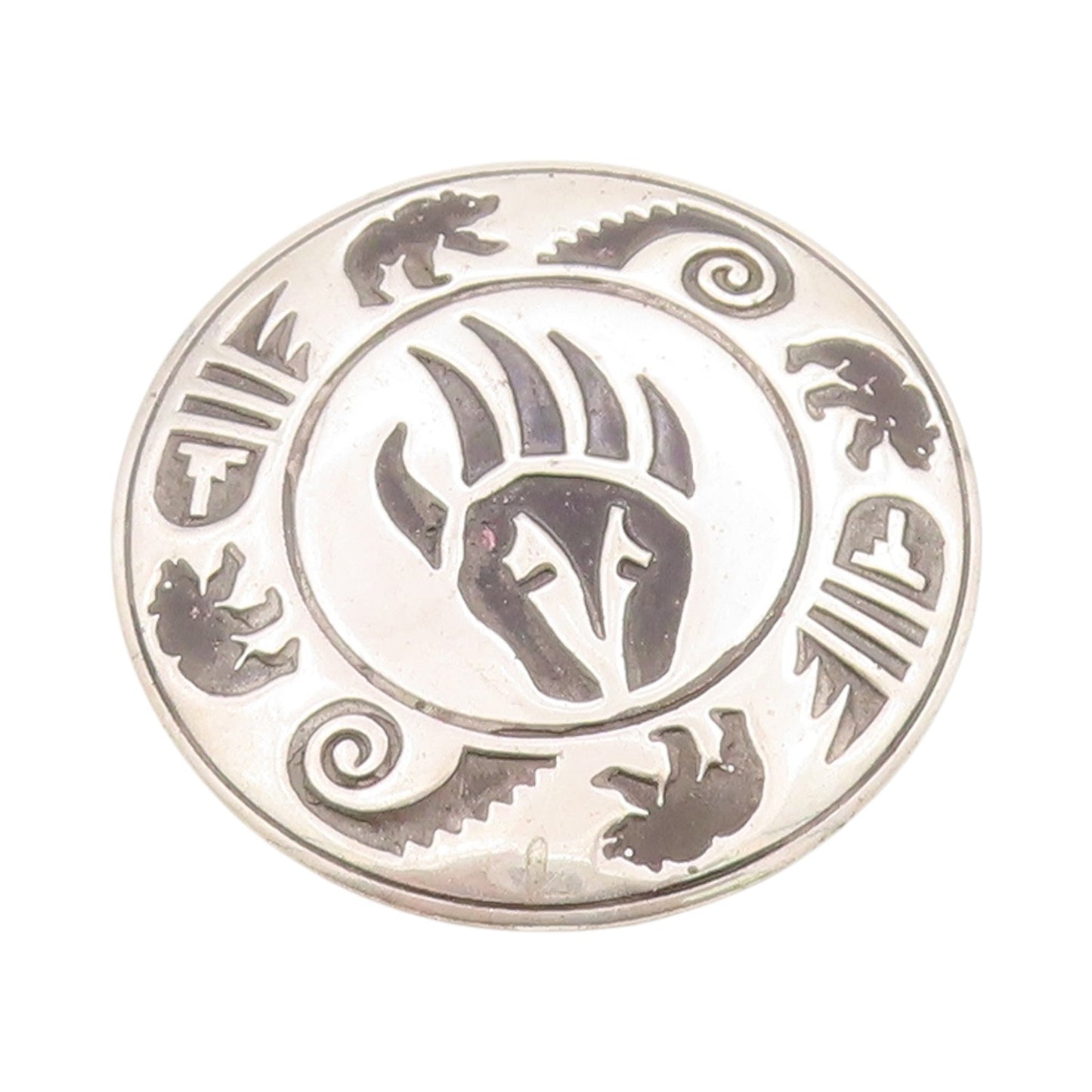 925 Sterling Silver Vintage Brooch NAVAJO Bear Paw Strength Motif Design BP11812