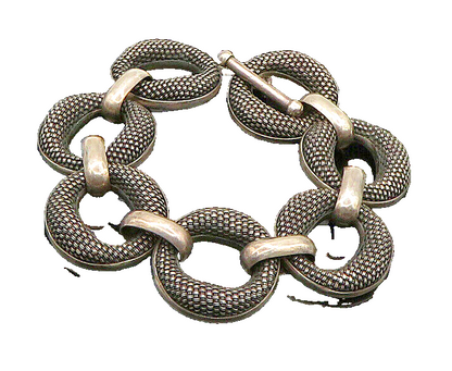 JOHN HARDY 925 Silver  Vintage Heavy Rare Weaved Detail Chain Bracelet  BT8147