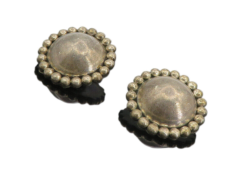 CRJ 925 Sterling Silver  Vintage Floral Dome Non Pierce Drop Earrings  EG4489
