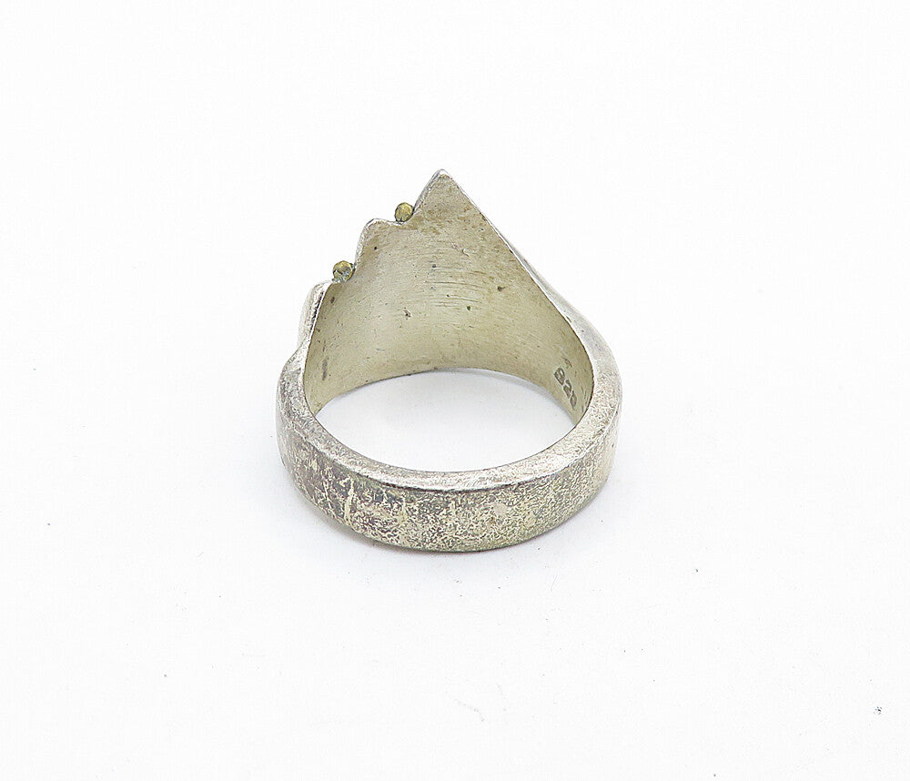 MEXICO 925 Silver  Vintage Two Tone Rope Twist Fluted Band Ring Sz 6.5  RG6977