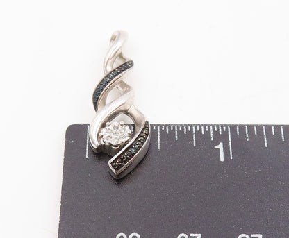 925 Sterling Silver Vintage Pendant Real Diamonds Twisted Swirl Charm  PT25367