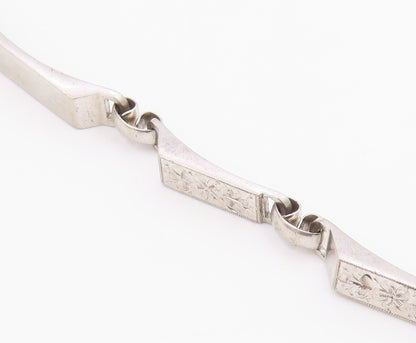 LAMODE 925 Sterling Silver  Vintage Shiny Floral Etched Chain Bracelet  BT8227