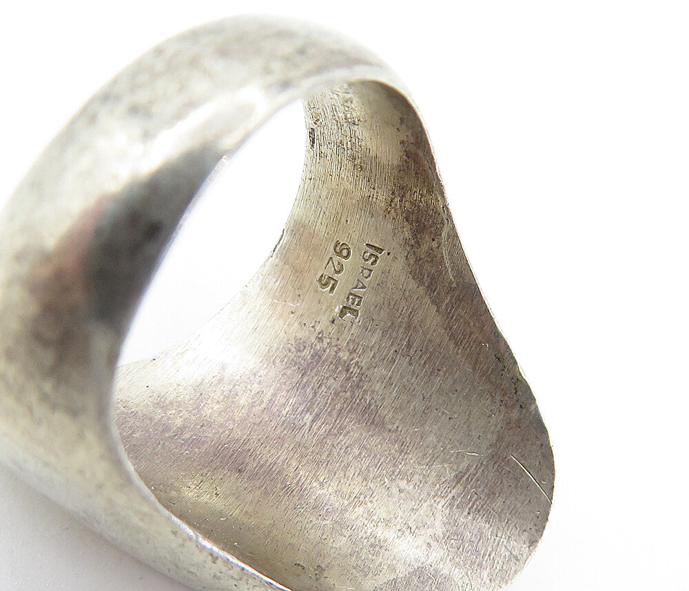 ISRAEL 925 Sterling Silver  Vintage Smooth Pointed Dome Band Ring Sz 8 RG6790
