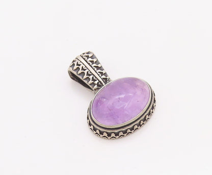 925 Sterling Silver Vintage Pendant CAROLYN POLLACK Oval Purple Gemstone PT23495