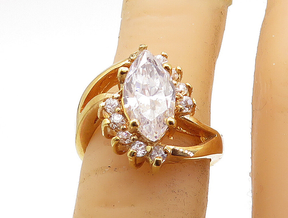 925 Sterling Silver  Cubic Zirconia Solitaire With Accents Ring Sz 5  RG7301