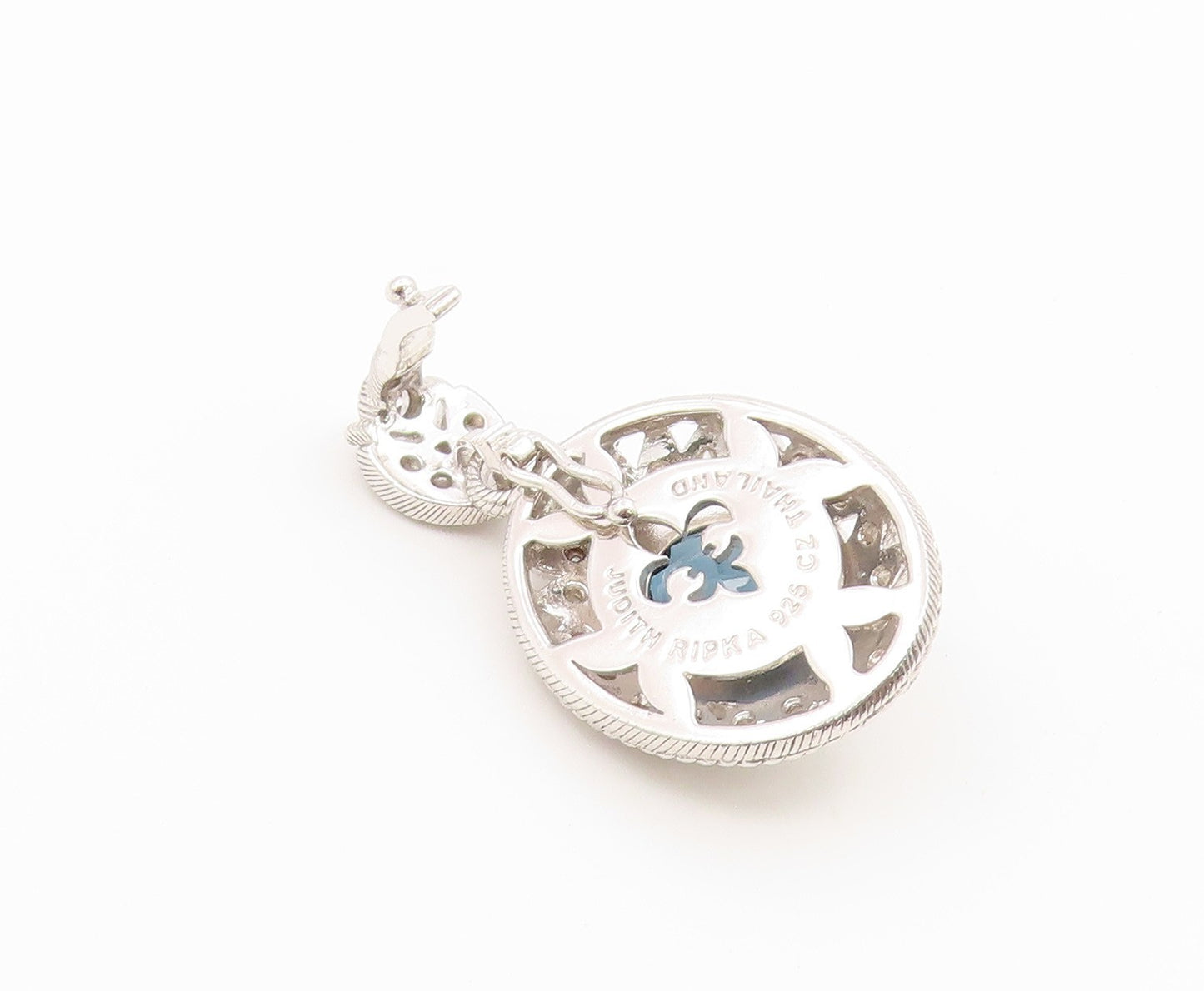 925 Sterling Silver Vintage Pendant JUDITH RIPKA Faceted Topaz Charm  PT26653