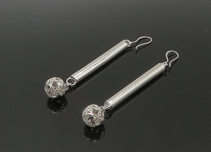 925 Sterling Silver  Vintage Shiny Star Sphere Tube Dangle Earrings  EG11038