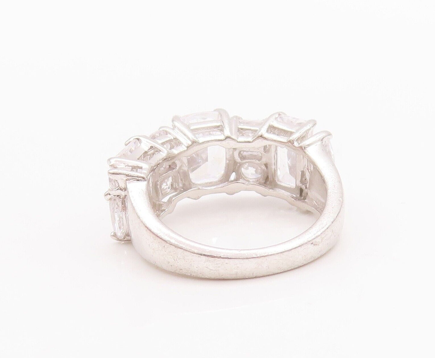 925 Sterling Silver Vintage Ring Multi Shape Cut CZ Inlay Band  Sz 5  RG28560