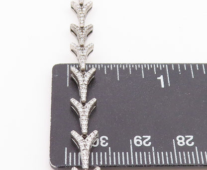 925 Sterling Silver Vintage Necklace CZ Classic Interlocking V Link Chain NE4916