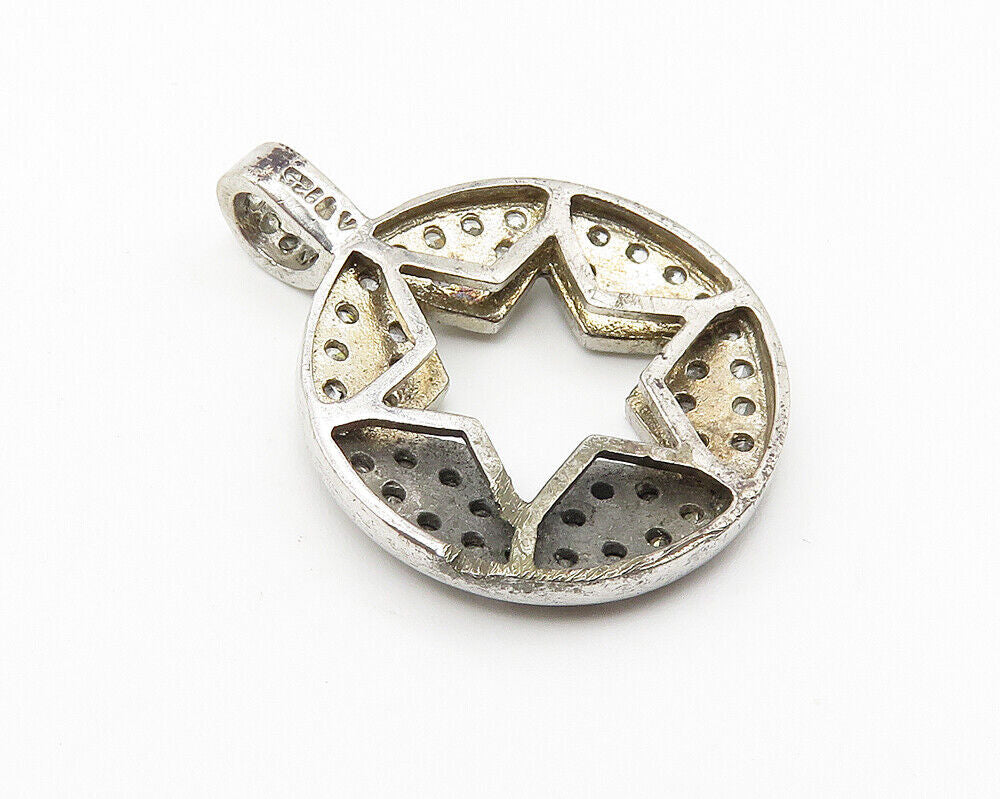 925 Sterling Silver  Vintage Cubic Zirconia Encrusted Star Pendant  PT8282