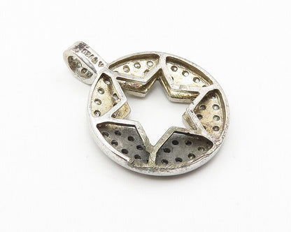 925 Sterling Silver  Vintage Cubic Zirconia Encrusted Star Pendant  PT8282