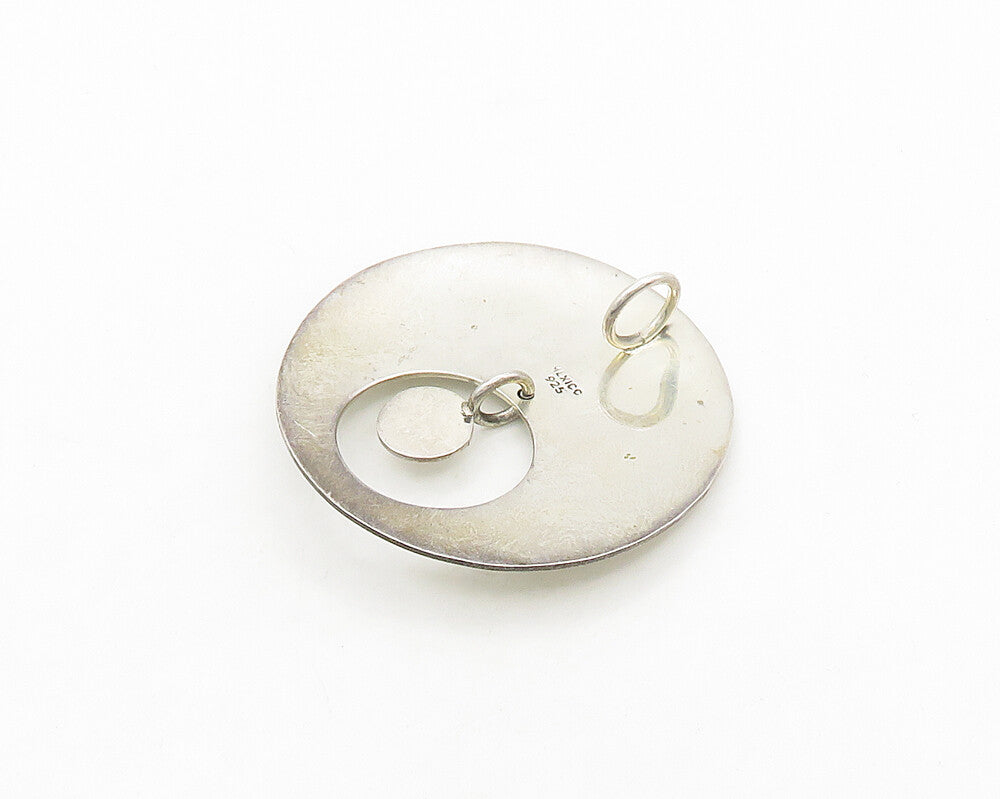 MEXICO 925 Sterling Silver  Vintage Shiny Smooth Open Circle Pendant  PT15620