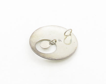 MEXICO 925 Sterling Silver  Vintage Shiny Smooth Open Circle Pendant  PT15620