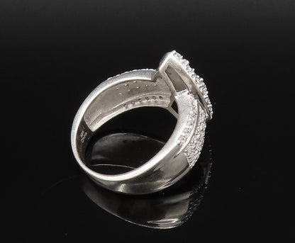 925 Silver  Vintage Multi Cubic Zirconia Marquise Frame Ring Sz 8  RG25807