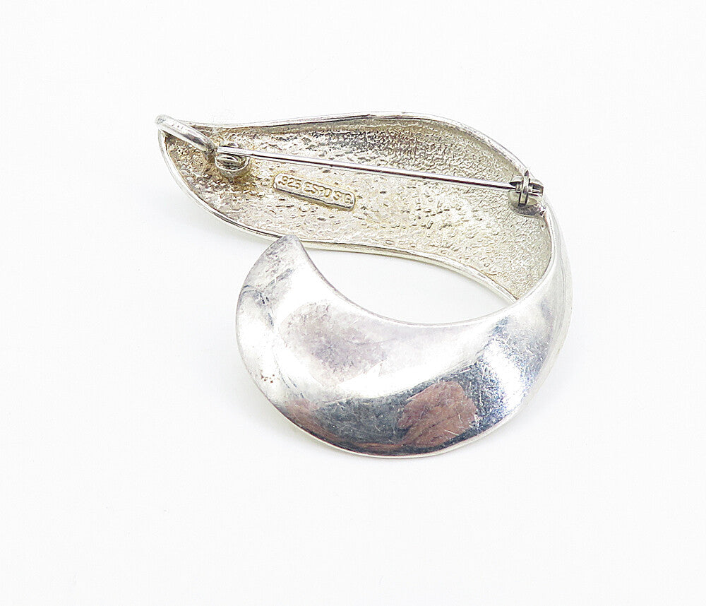 ESPO 925 Sterling Silver  Vintage Shiny Swirled Ribbon Brooch Pin  BP2976