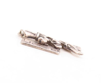 925 Sterling Silver Vintage Pendant Designer Cutout LONE WOLF  PT23745