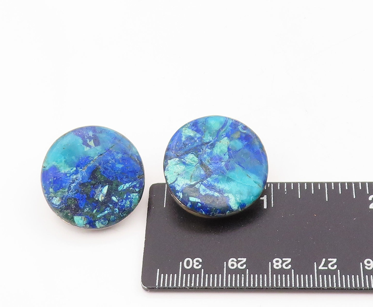 925 Sterling Silver Vintage Earrings Gemstone Deep Ocean Blue Studs  EG13869