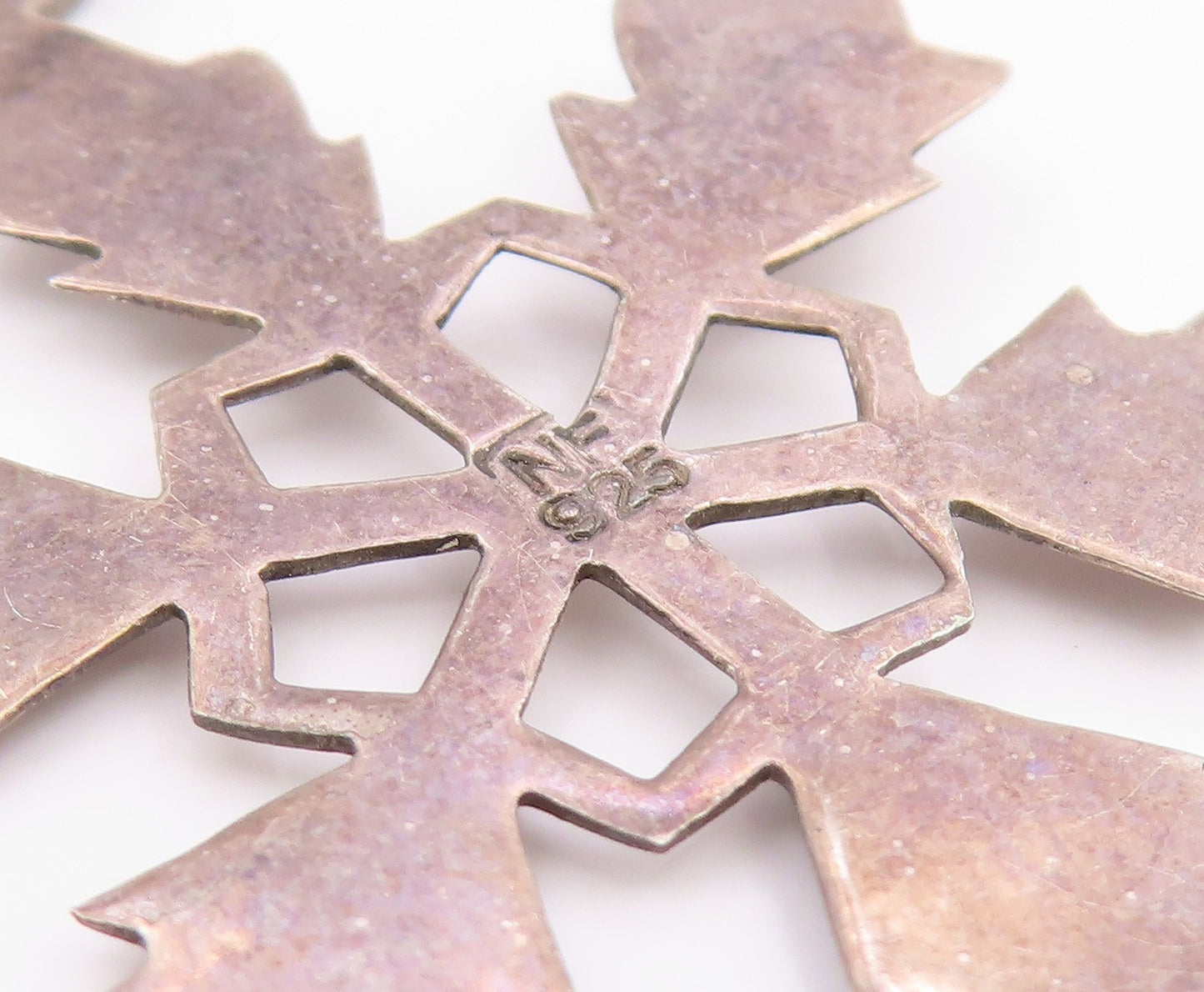 925 Sterling Silver Vintage Pendant Minimalist Snowflake Cutout Charm  PT26062