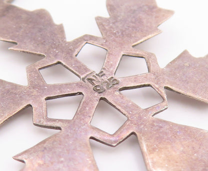 925 Sterling Silver Vintage Pendant Minimalist Snowflake Cutout Charm  PT26062